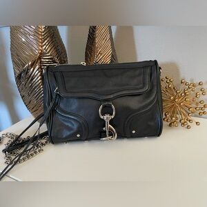 Rebecca Minkoff Black and Silver Crossbody Bag with Chain Strap
